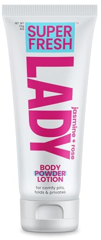 Body Powder Lotion & Deodorant for Women | Powder Cream for Privates & Body for Comfy Lady Parts | Aluminum Free | Jasmine + Rose | 4oz