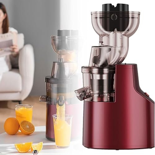 Ny Helautomatisk Slow Juicer, Pure Juice Extraction Effektivitet 98% Silent Fresh Juicer Diameter 9cm 150w+Juice Separation+Backväxel, för Frukt,Red