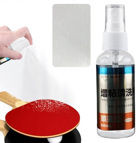 Hugsweet Tischtennisschläger-Reiniger, Professionelles Tischtennisschläger-Pflegeset mit 60ml Spray &, Hochwertiges Tischtennisschläger-Reinigungsset zur Erhaltung der Gummiklebrigkeit