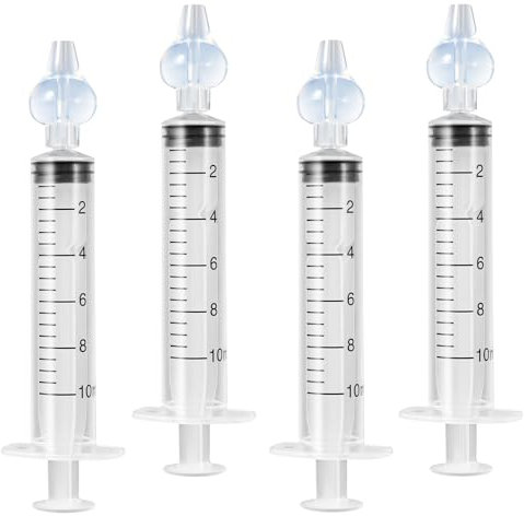 Diboniur 4 Pcs Jeringa Lavado Nasal Bebe 10 ml, Portátil Jeringuilla Lavado Nasal Bebe, Reutilizable Lavado Nasal Bebe con Punta de Silicona Suave, Seringa Lavagem Nasal Bebe Seguro y Cómodo