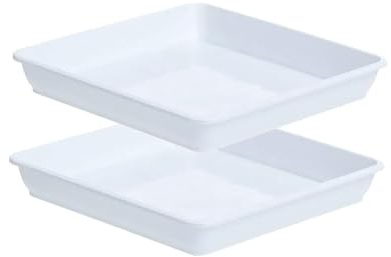 Denxahao 2 Stück Quadrat Pflanze Untersetzer Blumentöpfe Tablett Abtropfschale aus Kunststoff Untertassen für töpfe Pflanzen Untersetzer für drinnen und draußen, Gartenpflanzen, Blumen (30x 30 cm)