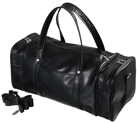Barrel Reisetasche, PU-Leder, Handtasche, Turnbeutel für Workout, Outdoor, kurze Reisen, Schwarz, Siehe Abbildung, modisch