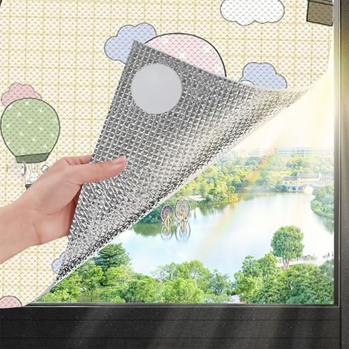 Película Privacidad Proteccion Solar,película Reflectante para Ventana,Película Aluminizada Aislante Térmico,para Techo, terraza,Ventanas correderas,Anti UV,6.0 mm(70x90 cm)