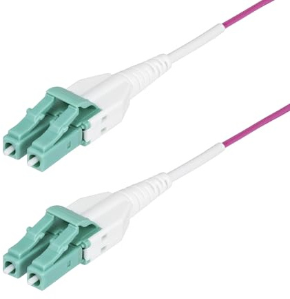 StarTech Cavo Fibra Ottica OM4 Uniboot 5m LC/LC, Viola Erica (OM4RLCLC5M) | 50/125, 40G/100G, Connettori UPC, Classificazione OFNR Riser, Fibra a Bassa Perdita