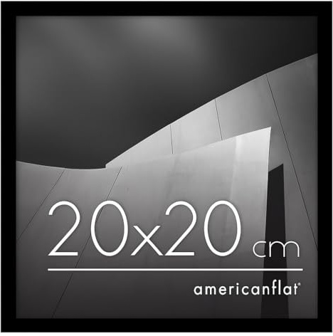 Americanflat Marco para Fotos 20x20 cm en Negro - Marco de Fotos de Moldura Fina con Cristal Irrompible, Accesorios para Colgar y Pie - Marco Fotos Pared o Mesa