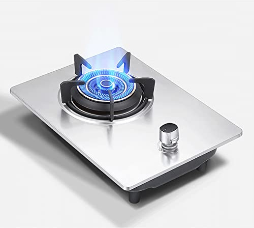 Burner Gas Cooker gas hob 33CM Built-in Indoor Gas Hob ，Black Crystal Explosion-proof Tempered Glass， 1 Cast Iron Portable Hob Ring ， For Warming, Cooking, Boiling, Frying, Simmering(E,NG)