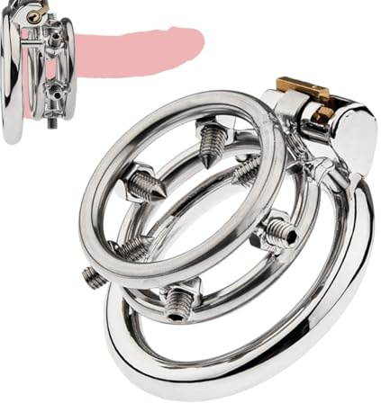 Edelstahl Keuschheitskäfig für Männer Peniskäfig mit Penisring & Spikes Chastity Cage Male Metall Keuschheitskäfig Keuschheitsgürtel für Herren Peniskäfig klein