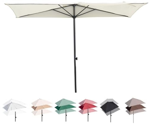 IMUNKT Halbschirm Balkonschirm Rechteckig Wasserdicht Gartenschirm Wandschirm Höhenverstellbar Halb-Sonnenschirm 200x100cm 250x130cm 270x150cm(Beige,200x130cm/6.5x4ft)