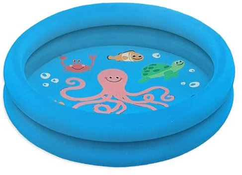 Kids Two Ring Paddling Pool with Sea Animal Print – 0.76m x 0.2m – Inflatable Garden Pool for Toddlers and Children, Easy Inflate Design
