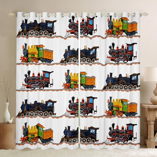feelingyou Tende colorate per bambini a forma di treno a vapore, tenda per finestra per ragazzi e ragazze, decorazione per la stanza di bambini e ragazze, tende per finestrini di auto carine, 2