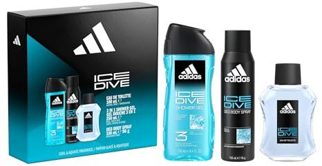 adidas Ice Dive Geschenkset inklusive Eau de Toilette, Deo-Bodyspray und Duschgel