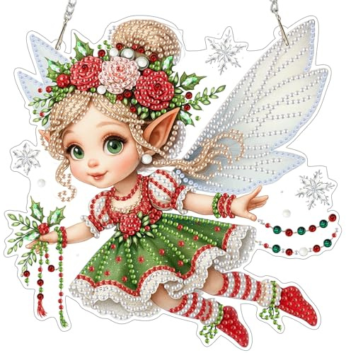 MEIYUDA Hanging Diamond Art Kits Adults Fairy, Special Shaped Crystal Rhinestone Suncatcher, 5D Diamond Painting Kits for Adults Kids, DIY Gem Crystal Art Window Hanging Ornament