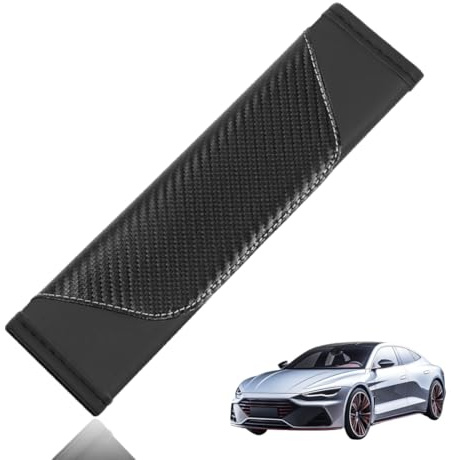 JUGUTA 1 Pezzi Imbottitura Avanzata Per Cintura, Copri Cintura Di Sicurezza Auto Confortevole, Spallina Universale In Pelle In Fibra Di Carbonio, Cuscinetti In Fibra Di Carbonio Per Cinture