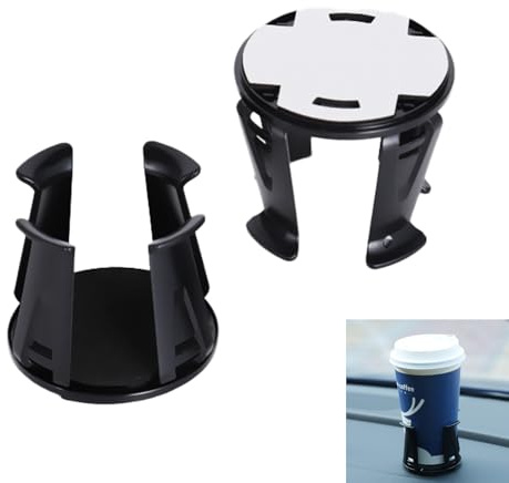 Ginddy Self-Adhesive Car Cup Holder Insert,2-Pack Universal Black Car Drink Holder Stand Alone Bucket Seat Cup Holder Accessories with Adhesive Base
