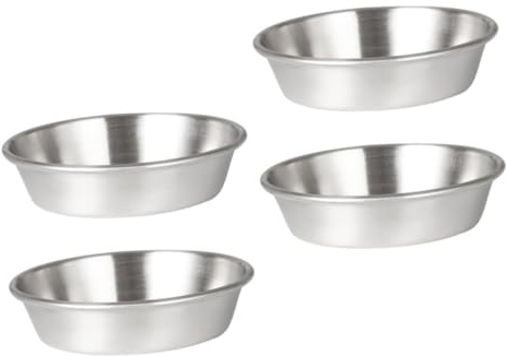 VERDANVERSE Soucoupe En Acier Inoxydable 304 10 Cm, Plat à Sauce Rond, Bol à Trempette Pour Condiments, Lot De 4, Vaisselle Cuisine Polyvalente Pour Restaurant Et Usage Quotidien