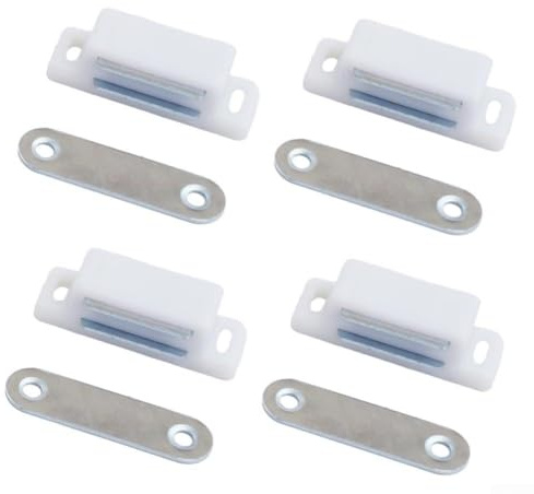 Yhenlovtt Abs 4 White Pack Accompanied by Kitchen Screws Bookcase Magnetic Door Catch Furniture Hardware 45mm Wardrobe Perfect for Brown Cupboard Latch Black Cabinet(White)