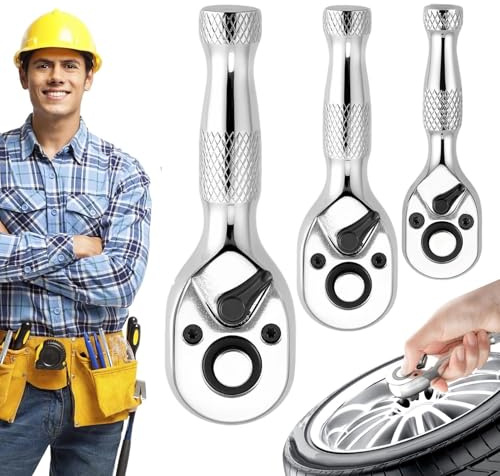 Juego de Llave de Trinquete Corta - Juego de Llave de Carraca 72 Dientes Liberación Rápida | Herramienta Portátil Para Mantenimiento De Neumáticos Y Mecánica Automotriz Reparaciones Domésticas Y Siste