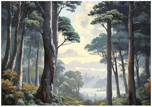 WallArena Vlies Fototapete, Wald, 300x210cm | Fototapeten - Tapeten - für Wohnzimmer Schlafzimmer - Vliestapete Wandtapete Tapete 3D Effekt- inkl. Kleister