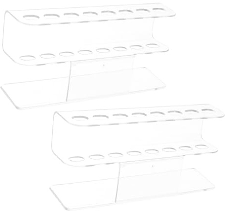 SMASOLO 2 Pièces Support Organisateur Acrylique Transparent avec Emplacements pour Pinceaux Pinces et Stylos de Manucure Présentoir Multifonction pour Outils Ongles et Extensions Cils