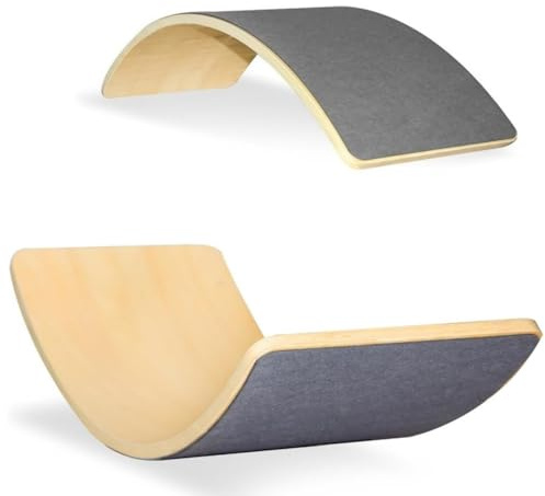 Kids Balance Board, Wooden Wobble Board with Felt, 33 inch Montessori Sensory Board Curvy Swing Seesaw Outdoor Indoor Toys for Ages 3+ Children or Adult Yoga, Christmas Birthday Gift