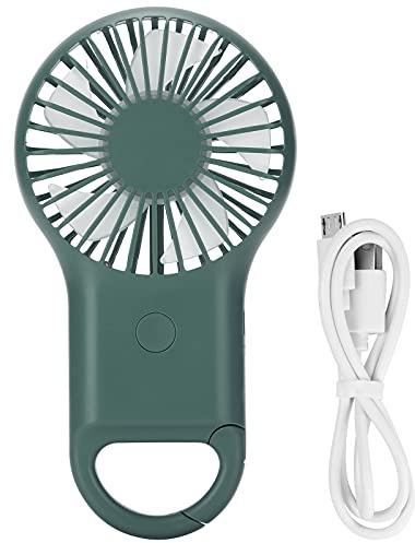Pilipane Tragbarer Handventilator mit USB-Aufladung, 3 Geschwindigkeiten einstellbar, modischer Mini-Karabiner-Ventilator, leicht, wiederaufladbar, mit bunten Lichtern für Outdoor-Reisen, (OD Grün)