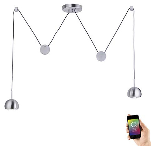 Paul Neuhaus, LED Pendelleuchte, Smart Home fähig, RGB + CCT 2-flammig | RGB + CCT Farbwechsel, Fernbedienung steuerbar