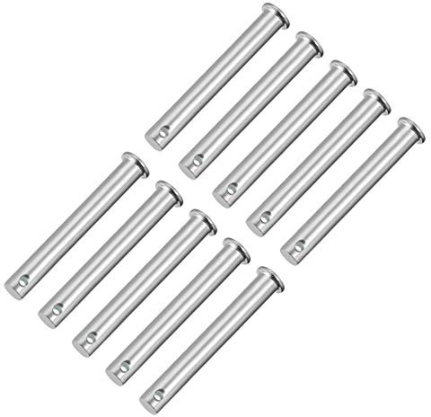 sourcing map 10 Stück Steckbolzen Einloch Gabelbolzen 10mm x 70mm Splintstift Flachkopf verzinkter Stahl Lochbolzen