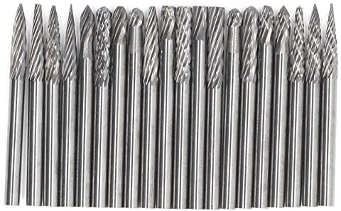 FTVOGUE 20 stücke 3mm Schaft Wolfram Stahl Vollhartmetall-drehfeilen Diamantgrate Set Passt für Werkzeuge Holzbearbeitung Bohren CNC Router Gravur