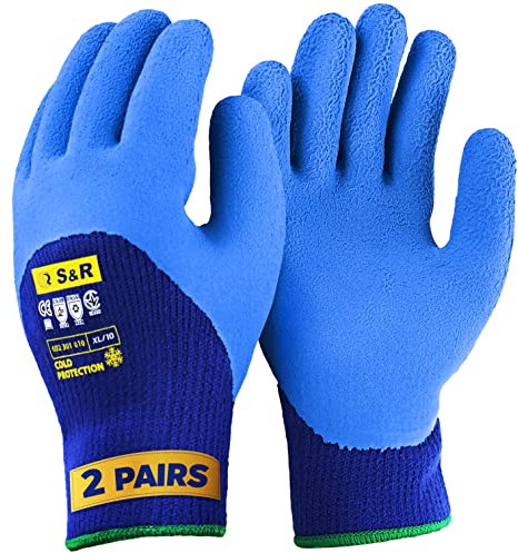 S&R 2 PAIA Guanti da Lavoro Invernali Uomo Donna - Rivestimento Lattice Idrofugo 2 paia (10XL)
