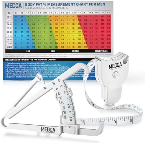 Körperfett-Messschieber und Messband für den Körper – Skinfold Messschieber und Körperfettband Messwerkzeug für genaue Messung von BMI Skin Fold