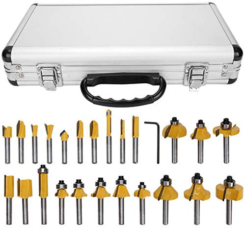 24-tlg Fräser Set Holzfräser Fräsersatz Zubehör für Oberfräsen, Oberfräser Schaftfräser Fräsen Werkzeug Set für Türen, Tische, Regale, Schränke, DIY Holz