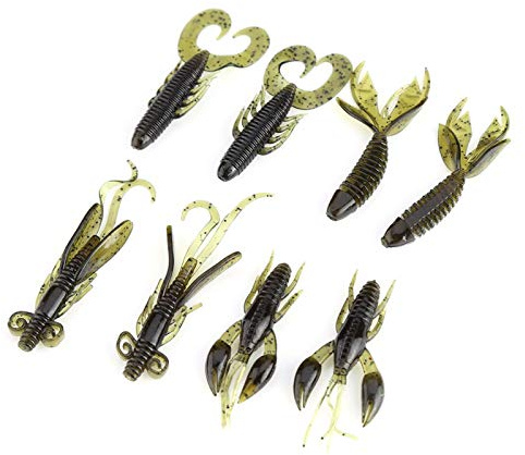 Pwshymi 25 pièces leurres de pêche appâts de pêche artificiels Silicone ver Souple crevettes leurres de pêche en mer matériel de pêche Wobbler leurres de pêche(Marron) Fishinghook