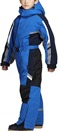 YOJOLO Kinder Skianzug Jungen Mädchen Einteilige Skibekleidung Winddicht Wasserdicht Winter Thermo Schneeanzug Für Kinder Kleinkind,Blau,128~134cm