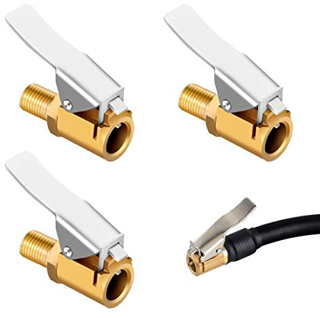 HONGECB 3 Stück Messing Reifen Air Chucks, Ventil-Anschluss, Reifenventil-Luftpumpenclip, Autoventil Hebelstecker, Auto-Luftpumpen-Gewindedüse, für Auto, LKW, Reifenfüller usw, Gewindetyp, 7.5 mm