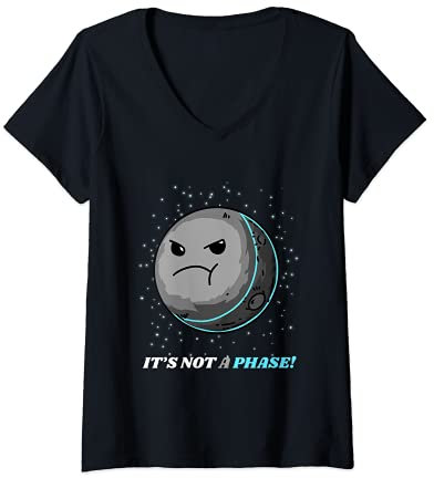 Damen Mond Vollmond Halbmond Sichel - Das ist nur eine Phase T-Shirt mit V-Ausschnitt