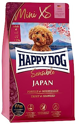 Happy Dog 60942 Supreme Mini XS Japan Pollo con Trucha – Comida Seca para Perros para Razas Muy pequeñas – 1,3 kg de Contenido | Alimento seco con pollo y trucha – sin trigo, croquetas pequeñas para perros pequeños