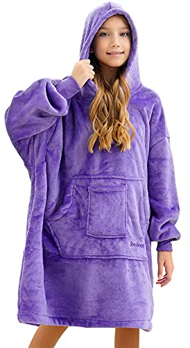 REDESS Sweat à capuche Blanket, couverture portable Oversized Sherpa avec manches et poche géante, sweat à capuche confortable pour adultes et enfants
