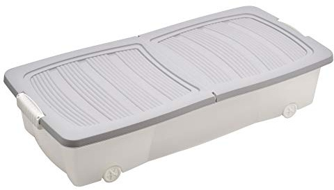 URBNLIVING 40 or 55 Litre Large Under Bed Plastic Storage Box Wheeled with Lids for Shoes, Clothes and Toys (Grey, 80 x 39 x 17cm)