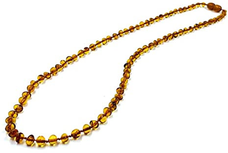 Amber Jewelry Shop Natur Bernstein Kette, Echte Baltische Bernstein, Cognac, 47 cm, Zertifiziert, Frauen, Halskette
