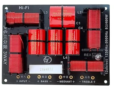 JINGERL 3-Wege-Lautsprecher Crossover 400W Treble Midrange Bass 125 0h / 5000Hz Hifi Frequenzteiler 12dB / Oct 6 dB/Okt (Size : 1 Piece)