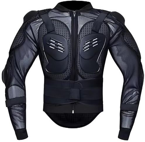 YuanDiann Motos Coraza Protector Chaleco Armadura Peto de Motocross Montaña Ciclismo Patinaje Snowboarding con Protección de Pecho y Espalda Negro XL