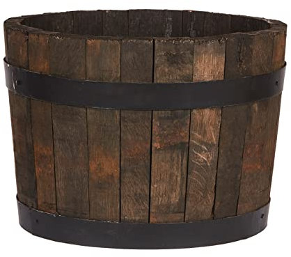 Hortico Plant Pots 40cm Wooden Planters for Garden, Half Barrel Style, 37L