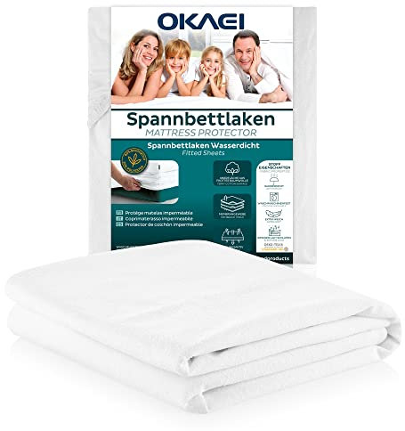 Okaei Matratzenschoner 70 x 140 cm Baby wasserdicht | Oberfläche aus 100% Baumwolle | Atmungsaktive Matratzenauflage | waschbar | Oeko-Tex Zertifiziert | ALLE MATRATZEN + 20 cm | Spannbettlaken​