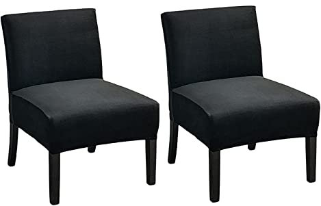 LHTCCSHL Hoher Stretch Samt Akzent Sesselhussen Ohne Armlehnen Abnehmbarer Waschbarer Luxuriöser Moderner Möbelschutz mit Elastischer Unterseite für Wohnzimmer Zuhause Hotel (Schwarz,2PCS)