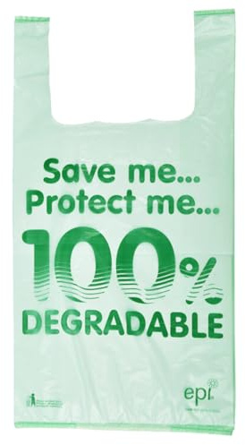 Bag Market | 100 x Jumbo Heavy Duty 100% Degradable Carrier Bags - 12 x 19 x 23 | Ideal for Supermarket Shopping, Vest Style Plastic Bags