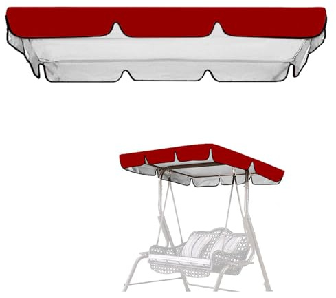 Tissting Toldo Columpio para Exteriores, 64,6 x 44,9 x 5,9 Pulgadas Tela Oxford Recubierta de Plata 420D Toldo Impermeable Cubierta Superior Abatible de Repuesto para Balcón de Jardín(Rojo)