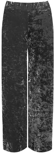 Pantalones de mujer de estilo callejero, de pierna ancha, acampanados, con bolsillos, de terciopelo de terciopelo ligero, palazzo de terciopelo de pierna ancha, cintura elástica, tallas grandes