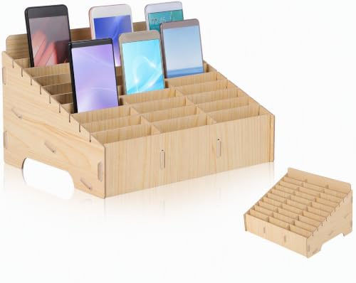 Tofficu Holztisch-Organisatoren 30-Grid-Handy-Halter Klassen Zimmer Handy-Aufbewahrung Sbox Handy-Desktop-Organizer für Klassen Zimmer Büro-Tagungsraum Telefon-Display