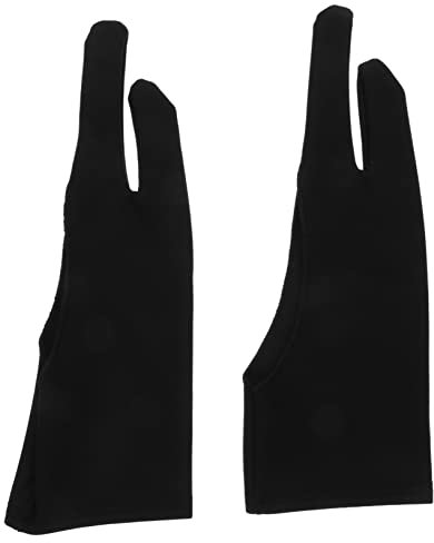 NUOBESTY 4pcs Two-Finger Artist Drawing Gloves for Left and Right Hand, Black Anti-fouling Sturdy Sketch Gloves for Digital Tablets and Graphic Drawing, Professional Art Student Accessories