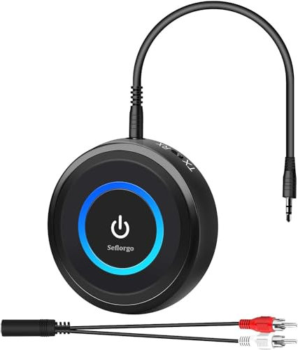 Seflorgo Bluetooth 5.3 Sender/Empfänger für TV zu drahtlosen Kopfhörern/Lautsprechern, aptX Adaptive/Low Latency/HD Bluetooth AUX